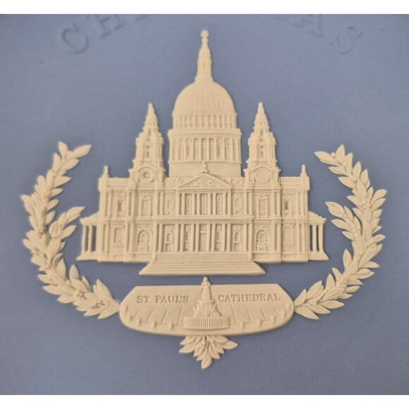Wedgwood Christmas Collector Plate St Pauls Cathedral Blue Jasperware 1972 - Picture 4 of 10